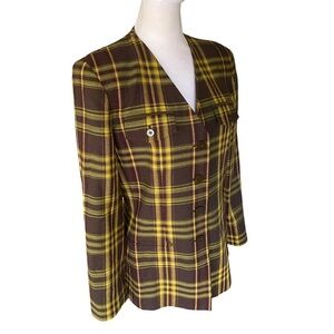 Kasper & Company ASL Vintage Wool Plaid Blazer Size 8